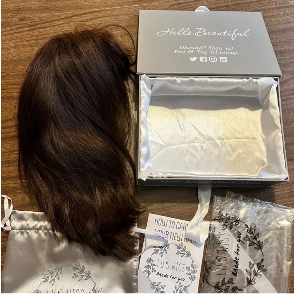Lu’s Wigs “Betty” Human Hair Brunette 4/5 Medium Cap HH 17”